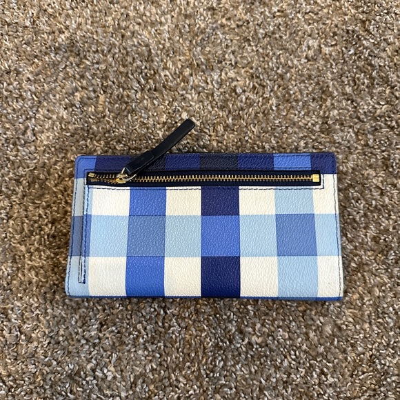 Kate spade Hyde blue shades & white checkered wallet snap close multi card slots - Picture 5 of 7